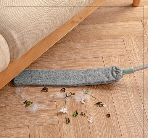 Staubwedel Mikrofaser Eckbesen Staubwischer Langstiel ausziehbar, Teleskop Staubbesen Staubbürste waschbar für Decke Boden möbel Schrank flexibel