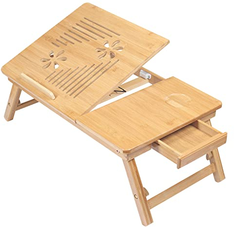 Schramm Rocco e.K. Betttablett Laptoptisch in 3 Varianten wählbar Laptop Betttisch Bambus Bett Tablett klappbar mit Füßen zum Aufstellen kippbar Laptopunterlage, Größe:Typ 2