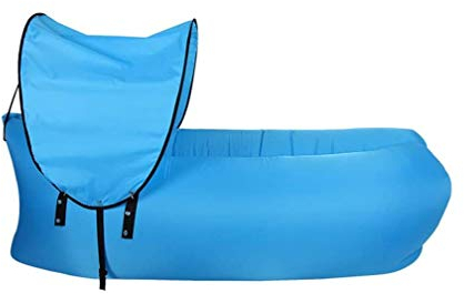 SMSOM Aufblasbare Liege Air Sofa, tragbare wasserdichte Anti-Air-Leck- & Kissen-förmige Couch für Hinterhof-Pool-Reise-Camping-Wandern-Lakeside-Picknicks Musikfestivals Strand, Blau