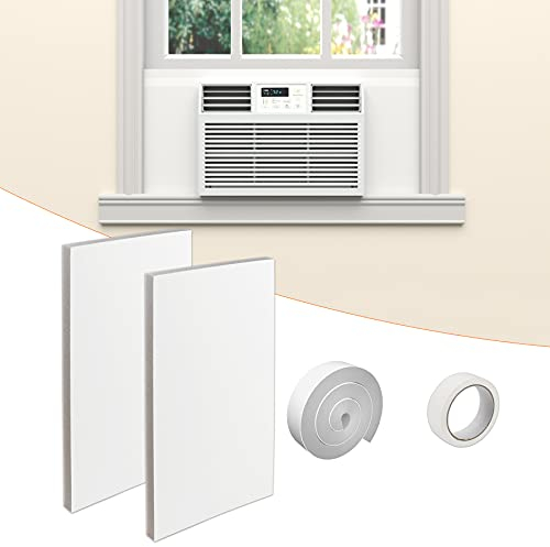GCGOODS Fensterklimaanlage Isolierte Schaumstoffplatten, Winter Surround Isolierung Seitenteil mit Top Dichtleiste für Fenster AC Einheit Innenbereich, Weiß