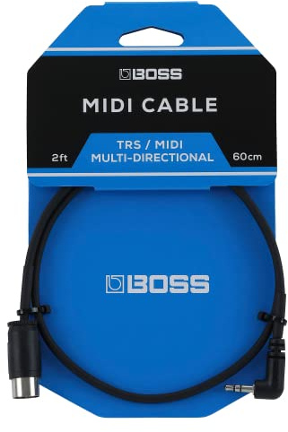 BOSS BMIDI-2-35 – 2ft / 60cm Space-saving 3.5mm TRS to Multi-directional 5-Pin MIDI Cable premium connectivity for pedals