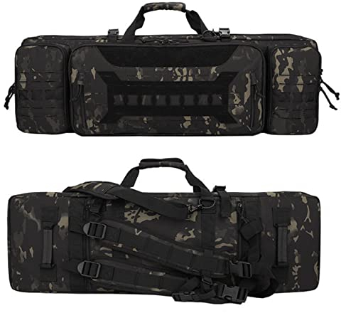 wzfdm Doppelte Gewehrtasche, Tragbare Gewehrtasche, Waffentasche, Perfekt FüR Die Aufbewahrung Oder Den Transport Von Gewehren, Wasserfester Langwaffenkoffer,blackCP