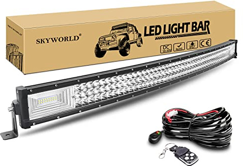SKYWORLD Gebogen LED Arbeitsscheinwerfer Bar, 42 Zoll 106cm 540W Zusatzscheinwerfer Led Lichtleiste Offroad Lampe mit 12V Blitz kabelbaum kit für Auto SUV ATV UTV LKW 4x4 Nebelscheinwerfer | Dreireihig Zusatzscheinwerfer LED Arbeits Licht Bar, Fernbedienung Kabelbaum für 4x4 Offroad SUV ATV UTV LKW Fahrzeuge
