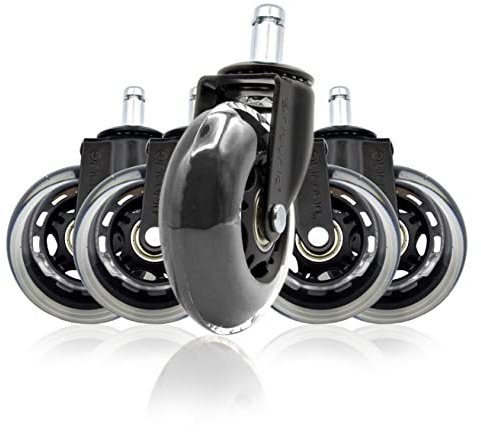 Set di 5 rotelle per sedia girevole da ufficio, da gioco o da studio, rotelle di ricambio per mobili. Materiale siliconico resistente. Diametro di 11 mm - Ofituria
