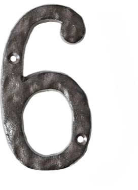 Hausnummern, 14 cm, robust, rustikal, Gusseisen, Metall, Hausadresse, gehämmertes Aussehen (6)