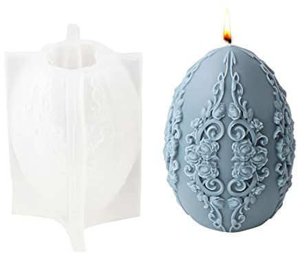 3D Ostereier Silikonform, Ostern Blume Eier Kerzenformen Seifenform Ei Silikon Backform Blume Ostereiform für DIY Tortendeko,Seife, Sojawachs Kerzen,Schokolade, Ostergeschenke