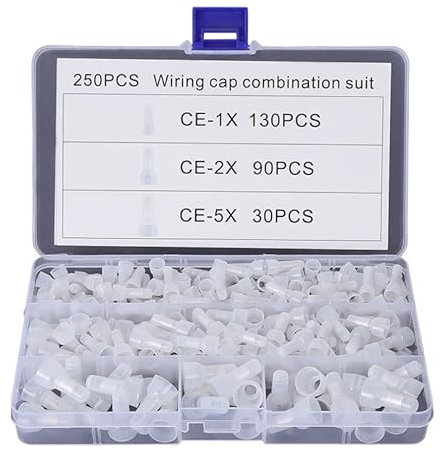 Smgda Closed End Crimp Connectors, AWG 22-16/16-14/12-10 Gauge Crimp Cap Kit 250pcs with Storage Box for Wiring Insulated, car Audio Wire Terminals, Home Security installations