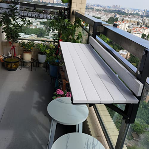 BAISRGS Tavolo per ringhiera da balcone, pieghevole per ringhiera – Tavolo sospeso multifunzionale per interni ed esterni (White01)