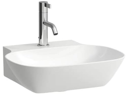 LAUFEN INO Handwaschbecken, 1 Hahnloch, mit Überlauf, 450x410mm, H8153017571041, Farbe: weiß matt