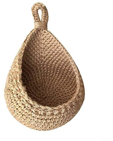 Paniers à fruits et légumes muraux suspendus, panier suspendu en corde de coton tissée à la main, adapté aux paniers suspendus pour ranger des objets dans la chambre, F (L 30 x H 26 x P 35 cm)