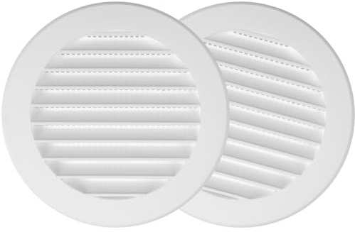 Repa Market 2 Pack - 4'' Inch / 100 mm Plastic Vent Cover White - Round Soffit Vent - Exhaust Ventilation Louver - Air Inlet Grille Cover - Built-in Screen Mesh - HVAC Ventilation
