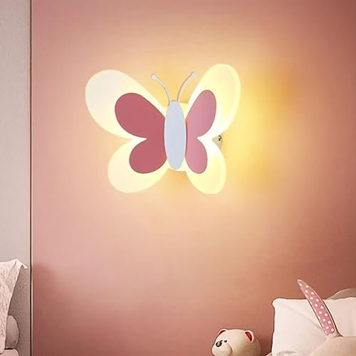 Lámpara De Pared De Mariposa LED Lámpara De Pared De Cabecera De Dibujos Animados Creativos Soporte De Iluminación De Pared Iluminación De Pared Decorativa para Dormitorio, Habitación De Niños