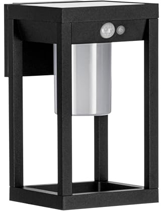 EGLO LED Solar-Wandlampe Martano, Außenlampe mit Bewegungsmelder, Wand | Außenleuchte mit Sensor, Außenwandleuchte aus Aluminium in Schwarz und Kunststoff in Weiß, Außen-Solarlampe Hauswand, IP44