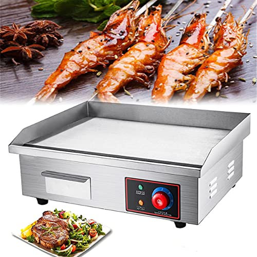 Plancha eléctrica Grande de 55 cm, Placa Caliente Antiadherente Comercial para encimera, Teppanyaki de Temperatura Ajustable de 0-300 ℃ para Restaurante, Cocina, Catering
