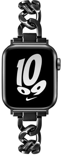 Ocaer Kompatibel mit Apple Watch Armband 42mm 41mm 40mm 38mm, Damen Metall Gliederarmband Ersatz iWatch Armband für Apple Watch Series 11 10 9 8 7 6 5 4 SE 3 2 1, Schmuck für Frauen(Schwarz)