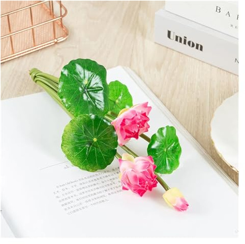 Künstliche Seerose 27 cm lange Lotus-weiß-rosa künstliche Blume, lebensechte Seerose, Mikrolandschaft for Hochzeit, Teich, Garten, künstliche Pflanzen, Dekoration ( Color : Rose red , Size : 27cm long