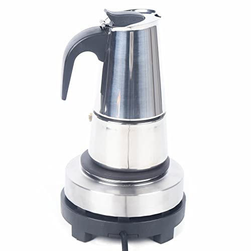 Froulaland Caffettiera Italiana Caffettiera Espresso In Acciaio Inox Caffettiera Elettrica, Con Fornello Elettrico, Stile Espresso Sicuro Finitura Argento 220V