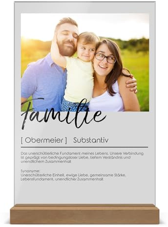 CHRISCK design Acrylglasbild Definition mit Eigenem Foto - Persönliches Geschenk für Familie - Fotogeschenk für Eltern Geschwister - Acrylglas Familienbild Personalisiert - Wandbild