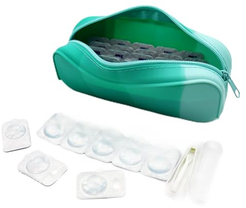 VORDRASSIL P-40 daily contact lens organizer, daily contact lens travel case, Disposable Contact Lens Dispenser, Premium Quality, Water-Resistant Silicone Case for All Brands Daily Lens.