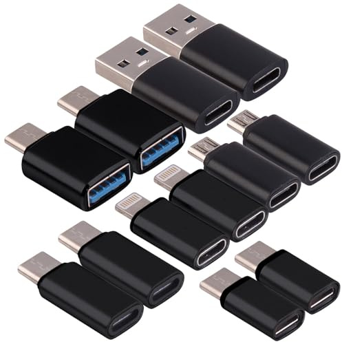 Callstel Adapter Kabel: 12er-Set USB-Adapter-Sets, OTG-USB, Lightning, 60 Watt PD (ORG, Power Delivery, Hub)