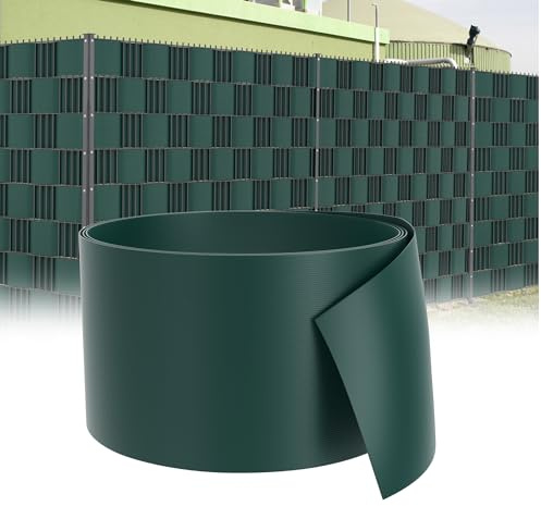 XMTECH Sichtschutzstreifen Hart-PVC Doppelstabmatten 2,5m 10 Stück Grün | Schützt vor Blicken und Sonne, UV-beständig sowie wetterfest für Garten, Balkon und Terrasse im Außenbereich