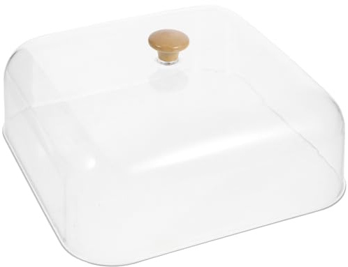 Luxshiny Acrylic Cake Dome Cover Clear Square Food Plate Lid Cloche Dome Cover Dessert Display Cheese Serving Platter Dish Protector Food Tent for Home Kitchen - 23cm