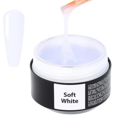 SINCERO SALON Easy Fluid Aufbaugel für Gelnägel - Soft White - TPO-frei - Farbgel für Gelnägel - Ideal UV Gel für Nagelverlängerungen Korrekturen French Manicure - Builder Gel für Nägel 15ml