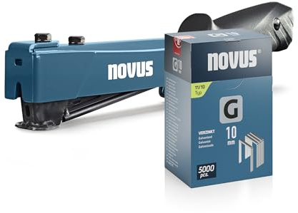 NOVUS TOOLS Agrafeuse marteau J-044 Kit avec 5000 agrafes │ Corps en métal | Agrafeuse professionnelle pour agrafes en fil plat de 6-12 mm │ Plaque d'impact, chargement rapide, poignée ergonomique