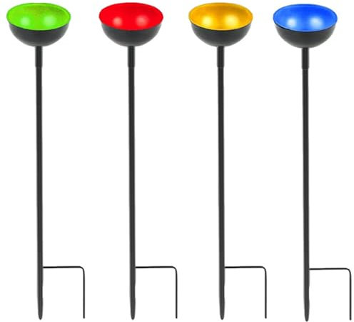 Bee Cups For Garden, 4Pcs Bee Watering Station 27.6x2x2'' Iron Bee Cups with U-Shaped Base Adjustable Bee Drinking Cups for Garden Yard Outdoor Decor, Bee Watering Station
