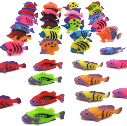 arrderly 36 Stück Tropisches Fischspielzeug, Plastik Fische Spielzeug, Mini-Meeresfische,Dekofische Für Meereslebewesen, Partyzubehör Zum Thema Strand，Aquarium Dekorationen