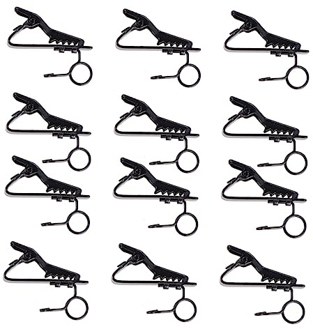 Abaodam 12 Stück Mikrofonclip aus Metall Schwarz Ansteckclip und Krawattenklammer Am Revers Geeignet für Kleiner Ansteckmikrofone und Handys für Voice Recording und Karaoke Fans