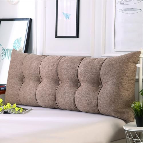XXIUDEE Großes Lesekissen, Kopfteilkissen, Rückenlehnenstützkissen, Tagesbett-Positionierungsrolle mit abnehmbarem Bezug für Bücher, Gaming, Fernsehen (120 x 60 x 20 cm, braun)