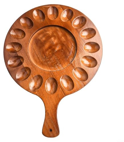 Jonikuper Recipiente de madera para huevos, elegante bandeja de huevos rellenos para almacenamiento y exhibición, bandeja de madera para huevos de charcutería, bandejas para huevos