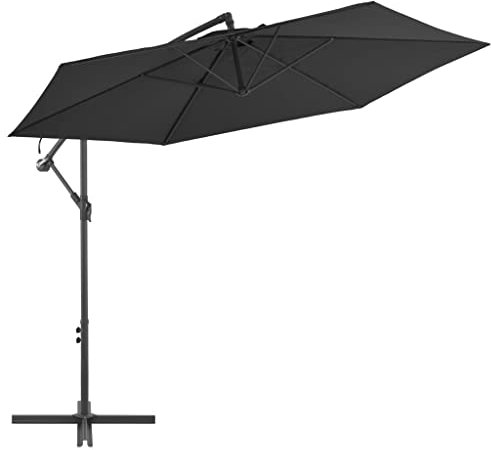 NQJIBUE Home Garden,Cantilever Garden Parasol with Aluminium Pole 300 cm Black