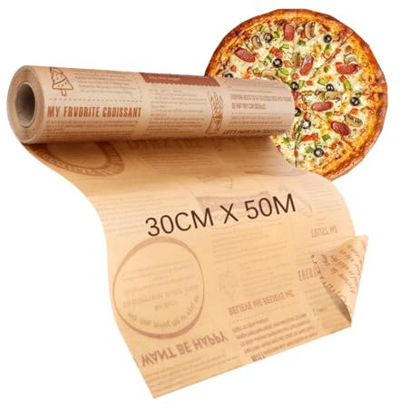 38cmx50m Papier Cuisson Rouleau, ELEPRUC Papier Sulfurisé Non Blanchi avec Coupeur, Rouleau Air Fryer Paper Résistant à La Chaleur Et Antiadhésif, Liner pour Cuire Au Four, Griller, Vapeur, Emballer