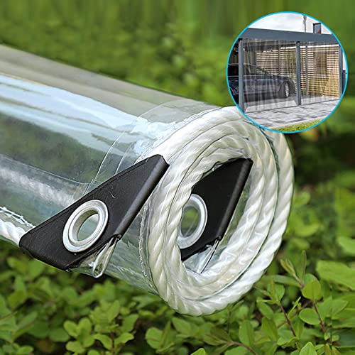 Bâche en PVC transparent 2,2 m x 6,9 m - Bâche imperméable et résistante avec œillets - Idéale pour les parterres de fleurs et le jardin - Protection contre la pluie et les UV