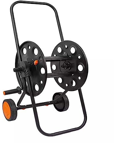 Chariot enrouleur de tuyau d'arrosage, enrouleur de tuyau d'arrosage portable avec roulettes, support de rangement en métal robuste pour tuyau d'arrosage, peut contenir 262 pieds de tuyau, convient