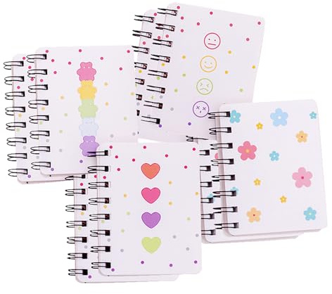 YIHUANYIFA 4 st mini spiral anteckningsböcker skolmaterial tomma 10 x 8,14 cm inbunden 160 sidor journaler för arbetsstudenter studier och anteckningar (8, vit A)