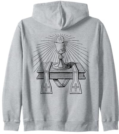 Symbole de la prêtrise catholique eucharistie calice étole ligne art Sweat à Capuche