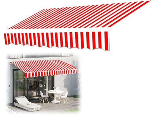 Tessuto di Ricambio per Tende da Sole Retrattile a Strisce Rosse e Bianche, Copertura Impermeabile per Tende da Sole(400x250cm)