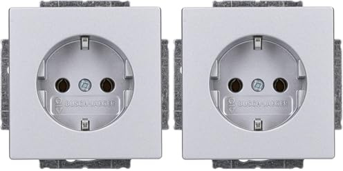 Busch-Jaeger 20 EUC-83 SCHUKO® Steckdosen-Einsatz Alusilber Plattform 63 2CKA002011A3798 (Packung mit 2)