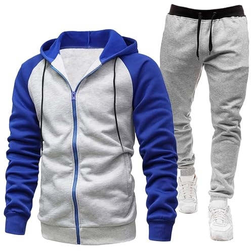 2026 gymdräkt för män sport träningsoveraller herrtröja mode vardaglig tvådelad vardaglig enfärgad cardigan sweatshirt herrars nytt set för promenader löpning vandring, Vitt, XL