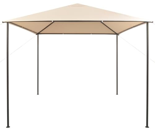 WGYHOME Pavilion Tenda per feste, 3 x 3 m, telaio in acciaio beige, tessuto Oxford, impermeabile, resistente ai raggi UV, per barbecue, feste di famiglia e campeggio all'aperto