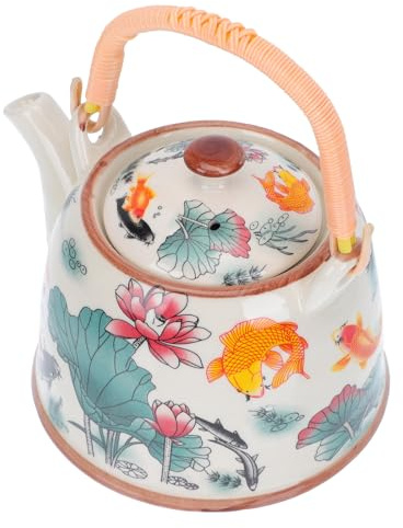 Luxshiny Teiera in Ceramica Resistente al Calore Colino Rimovibile, Bollitore per Tè da Casa e Ristorante, Brocca Vintage a Forma di Fiore Manico Ergonomico e Coperchio Ventilato, Grande