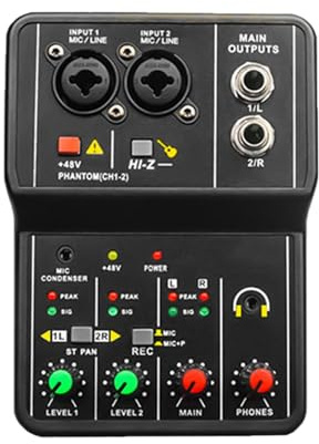 QUXVUIS 2 Channel Mini Audio Mixer For Easy Streaming Enabling Musicians To Fine Tune Sound Levels With Volume Control Audio Mixer Console Interface 3.5mm Stereo
