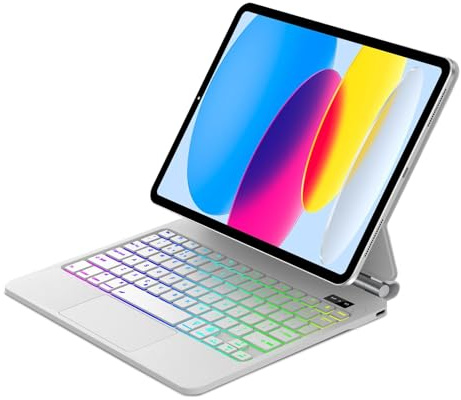 Magic Keyboard for iPad A16 11th Gen 2025/10th Gen 2022, Slim Magnetic Floating Stand and Precision Multi-Touch Trackpad, UK Layout Keyboard Case with Backlit for iPad 10th/11th Gen 10.9/11, White