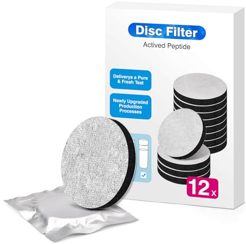 OHFAMO Lot de 12 Filtres à Eau MicroDisc Compatibles avec Brita Fill&Go, Disques Filtrants Emballés Individuellement, Réduisent le Chlore, les Microparticules et les Goûts Indésirables