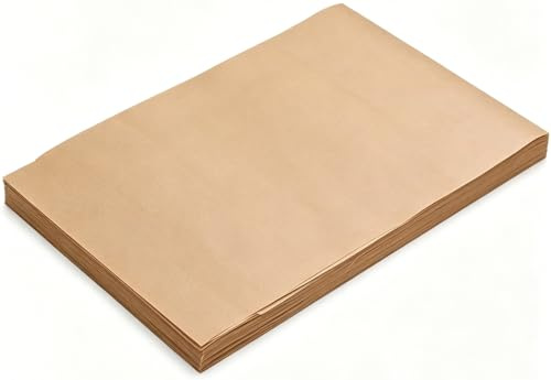 Lot de 100 feuilles de cuisson non blanchies en papier sulfurisé non blanchi, 22,9 x 33 cm, papier de cuisson anti-adhésif prédécoupé pour la cuisson des grillades, des friteuses, cuisson à la vapeur
