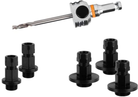 Mandrex | Lochsägen One Klick Aufnahmen Starter Set - 11 mm Sechskant mit Zentrierbohrer lang & 5 Adapter | MX200030B