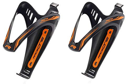 RaceOne Coppia Portaborraccia X3 Orange Fluo Matt MTB/Gravel/Trekking Bike. Finitura Opaca. Colore Nero/Arancione Fluo. 100% Made in Italy